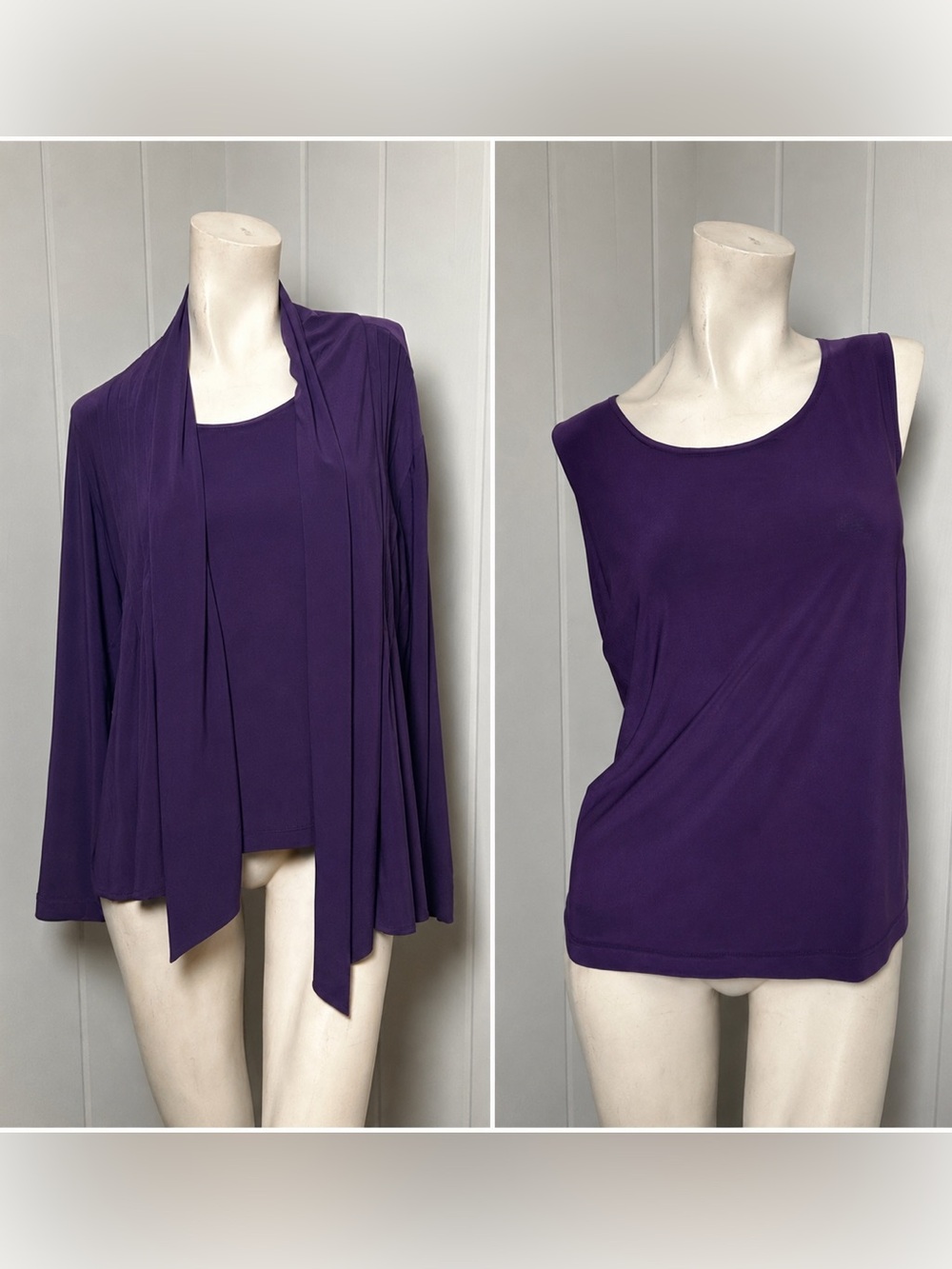 Coldwater Creek Purple Tank & Open Front Cardigan Set Size 1X 16W-18W plus size